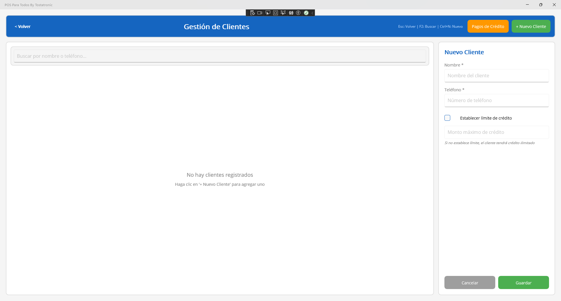 Formulario de Nuevo Cliente